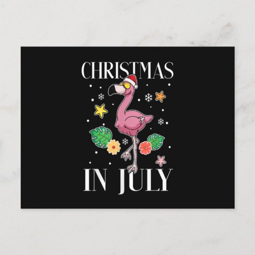 Funny Summer Vacation Christmas In July Flamingo Postcard