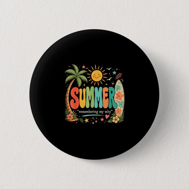 Funny summer vacation tropical beach sunshine button (Front)