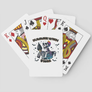 Funny Summerween Vibes Skeleton Summer Vacation Ic Poker Cards