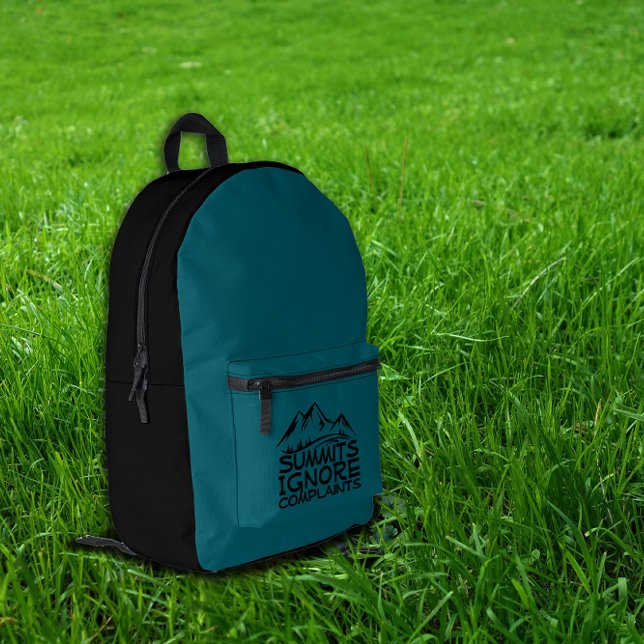 Funny Summit Hiking  black blue teal Backpack  (Creator Uploaded)