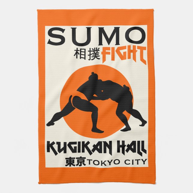 Funny Sumo Wrestler Kitchen Towel (Vertical)