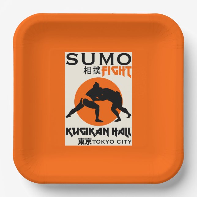 Funny Sumo Wrestler Paper Plates (Front)