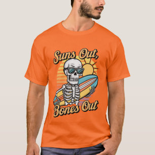Funny sun surfing skeleton T-Shirt