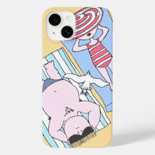 Funny Sunbathing Couple Cartoon Seaside Art Case-Mate iPhone 14 Case