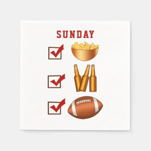 Funny Sunday Football Checklist Napkins