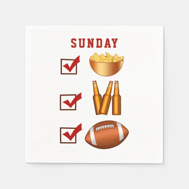 Funny Sunday Football Checklist Napkins (Front)