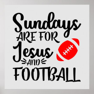 funny Sunday football Jesus word art Poster
