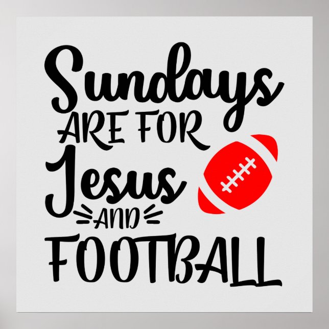 funny Sunday football Jesus word art Poster (Front)