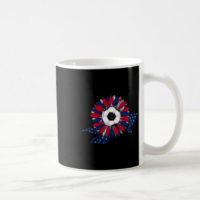 Funny Sunflower And Soccer Ball With American Flag Coffee Mug (Right)