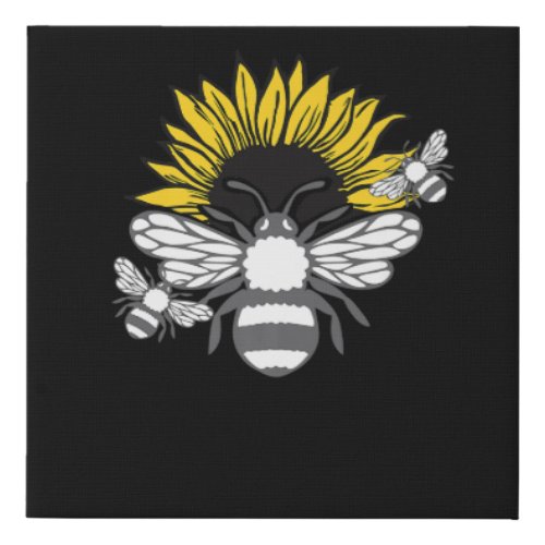 Funny Sunflower Bee Men Womens Hippie Flower Pre Faux Canvas Print