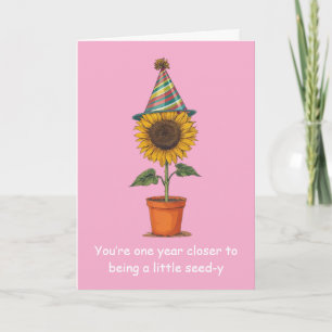 Funny Sunflower Birthday Seed-y Humor Fun Card