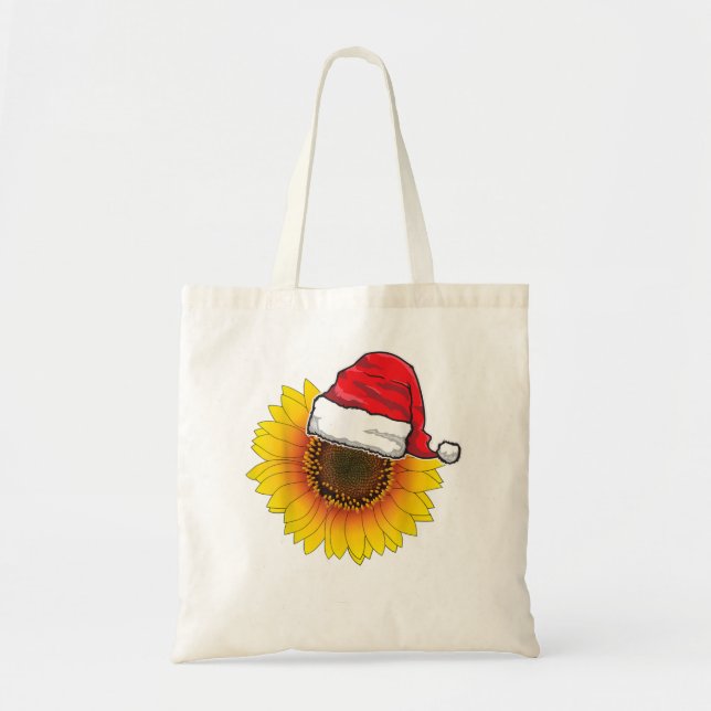 Funny Sunflower Lover Santa Hat Christmas Gift Gar Tote Bag (Front)