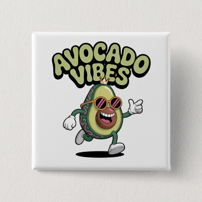 Funny Sunglasses Avocado Button (Front)