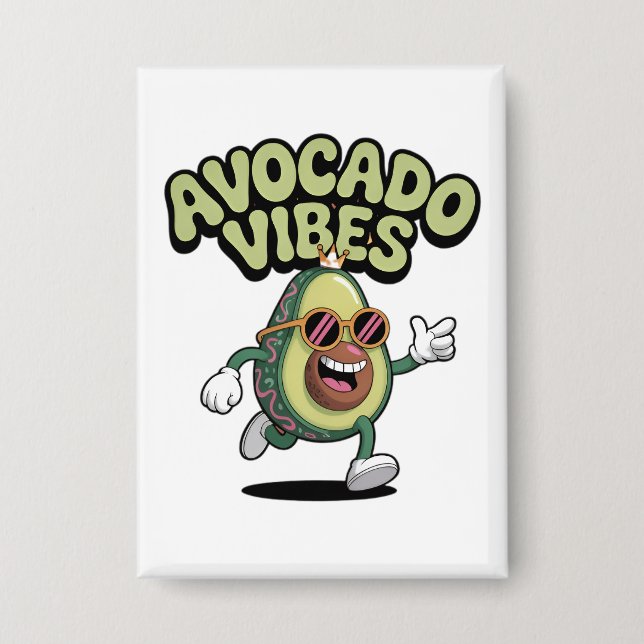 Funny Sunglasses Avocado Button (Front)