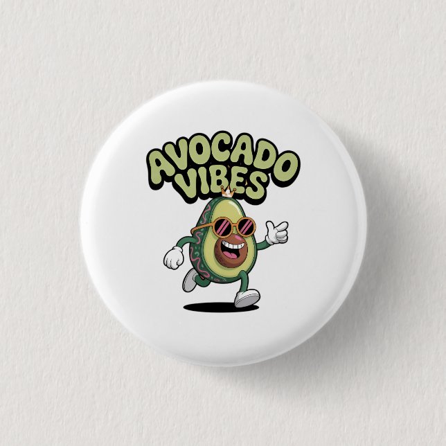 Funny Sunglasses Avocado Button (Front)