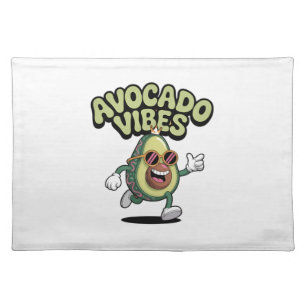 Funny Sunglasses Avocado Cloth Placemat