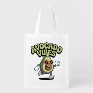 Funny Sunglasses Avocado Grocery Bag