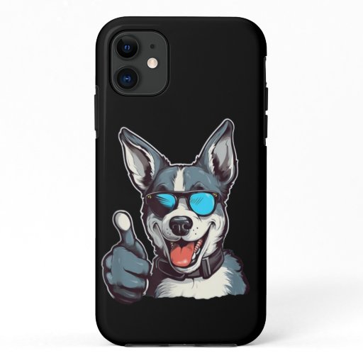 Funny sunglasses dog with thumbs up iPhone 11 case