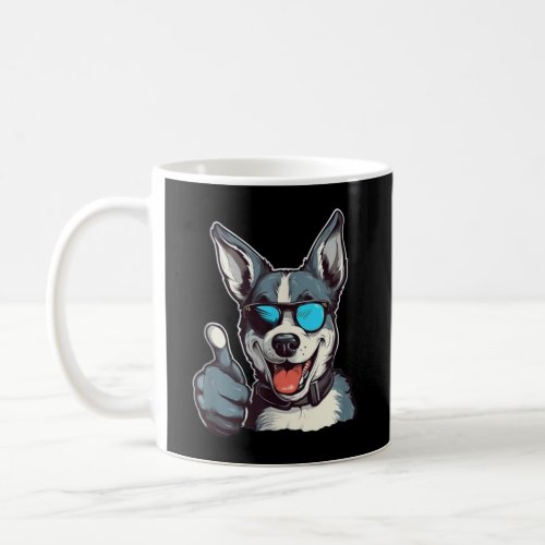 Funny sunglasses dog with thumbs up coffee mug