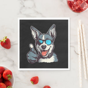 Funny sunglasses dog with thumbs up napkins