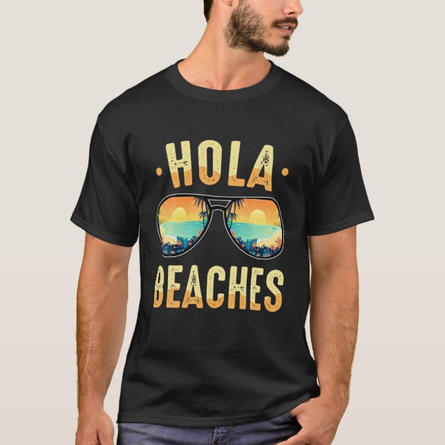 Funny Sunglasses Retro Beaches Happy Summer Vacati T-Shirt (Front)