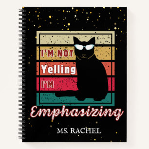 Funny Sunset Grid Cat Lover Teacher Notebook