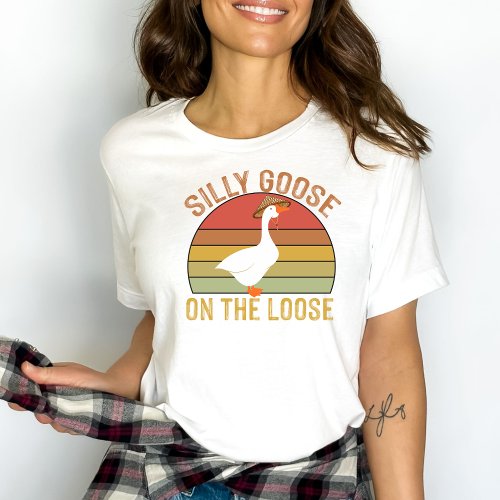 Funny Sunset Silly Goose on the Loose T_Shirt