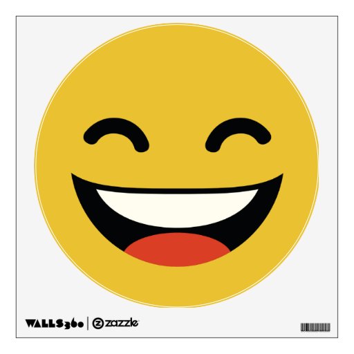 Funny super bright smile emoji wall decal | Zazzle