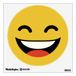 Funny super bright smile emoji wall decal