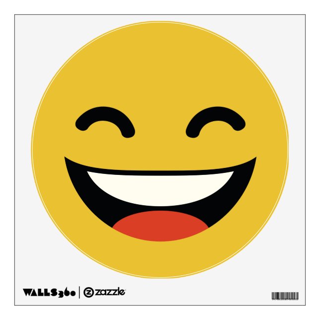 Funny super bright smile emoji wall decal (Front)