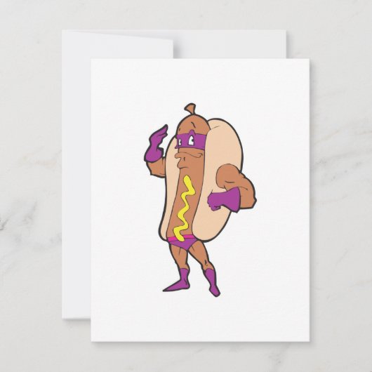 funny super hero hot dog character (Front)