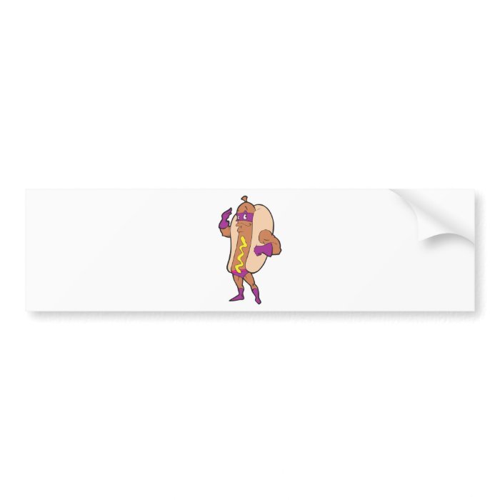 funny super hero hot dog character bumper sticker