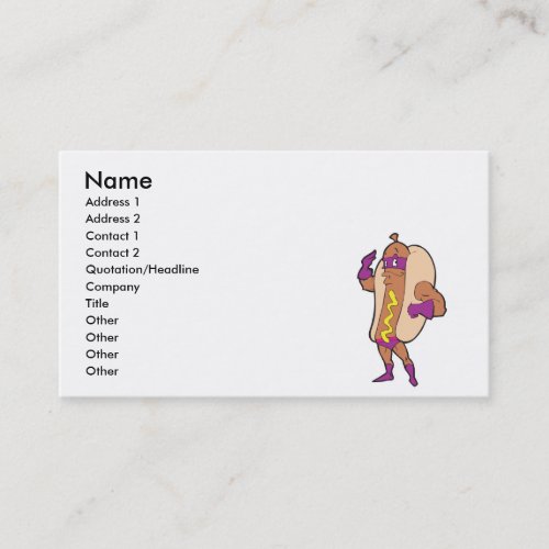 funny super hero hot dog character business card templates