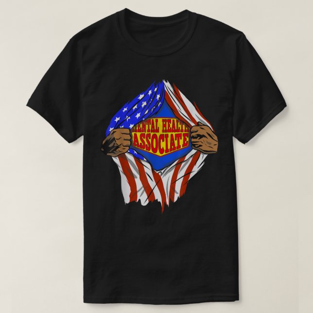 Funny Super Mental Health Associate Hero Job 1391  T-Shirt (Design Front)