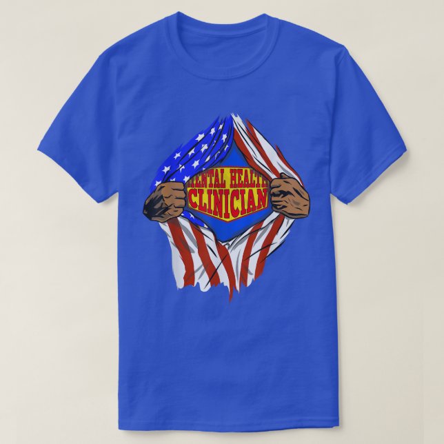 Funny Super Mental Health Clinician Hero Job1393 6 T-Shirt (Design Front)