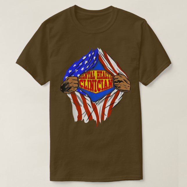 Funny Super Mental Health Clinician Hero Job 1394  T-Shirt (Design Front)