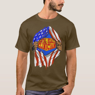 Funny Super Mental Health Clinician Hero Job 1394  T-Shirt