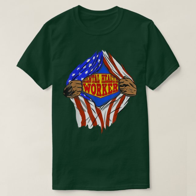 Funny Super Mental Health Worker Hero Job1406 612  T-Shirt (Design Front)