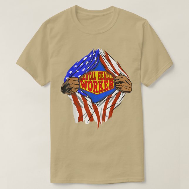 Funny Super Mental Health Worker Hero Job 1407  T-Shirt (Design Front)