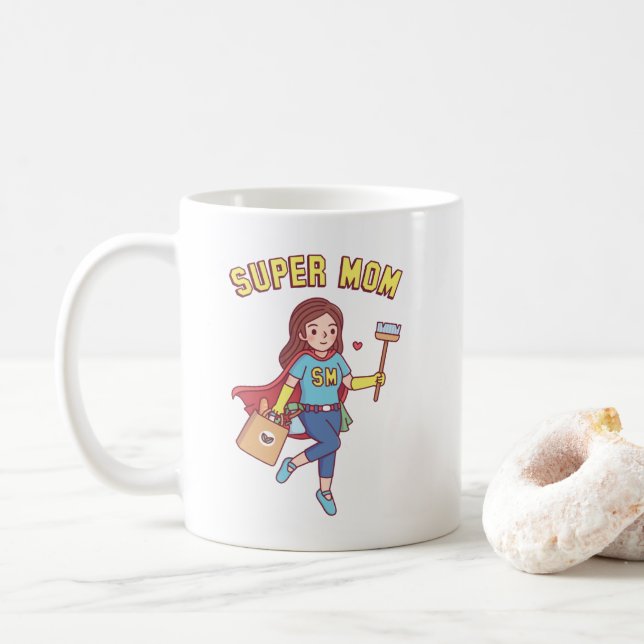 Funny Super Mom coffee mug (With Donut)