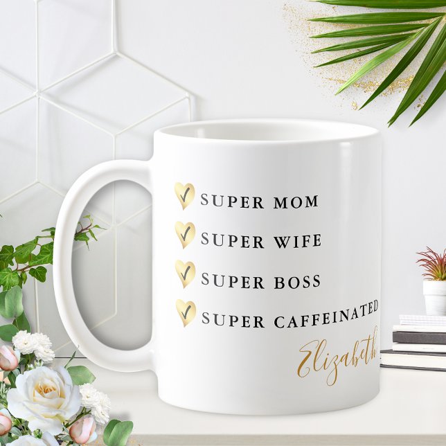 Funny Super Mom Wife Boss Personalized Coffee Mug (Creator Uploaded)