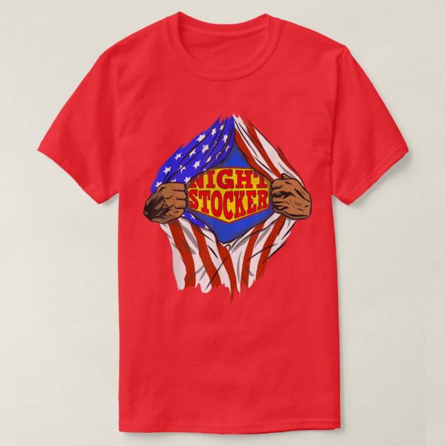 Funny Super Night Stocker Hero Job  T-Shirt (Design Front)