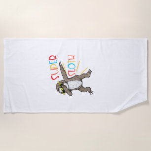 Funny Super Sloth Superhero Dabbing Dance Move Dab Beach Towel