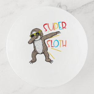 Funny Super Sloth Superhero Dabbing Dance Move Dab Trinket Tray