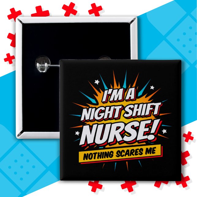 Funny Superhero Night Shift Nurse Appreciation Button (Creator Uploaded)