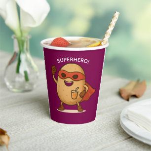 Funny Superhero Potato Cartoon 8oz Paper Cup