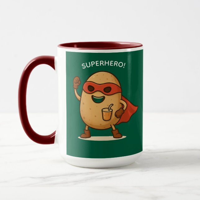 Funny Superhero Potato Cartoon Graphic Combo Mug (Left)
