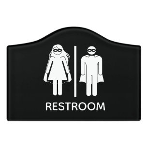 Funny Superhero Restroom Bathroom Toilet Door Sign