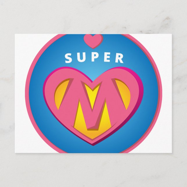 Funny Superhero Superwoman Mom emblem Postcard (Front)