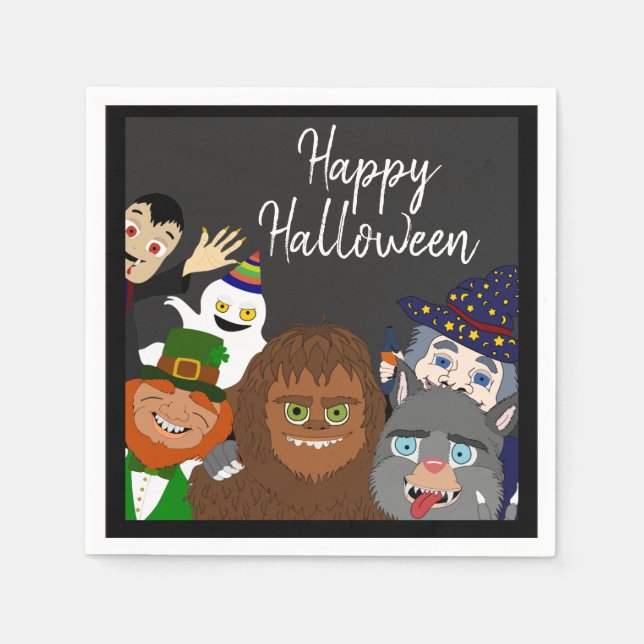 Funny Supernatural Happy Halloween Costume Party Napkins (Front)